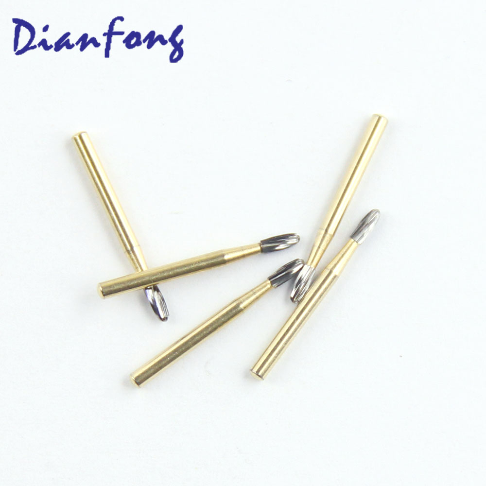7404 Flame/Egg 14 head FG Trimming and Finishing Gold Tungsten Carbide Bur 12 Blade