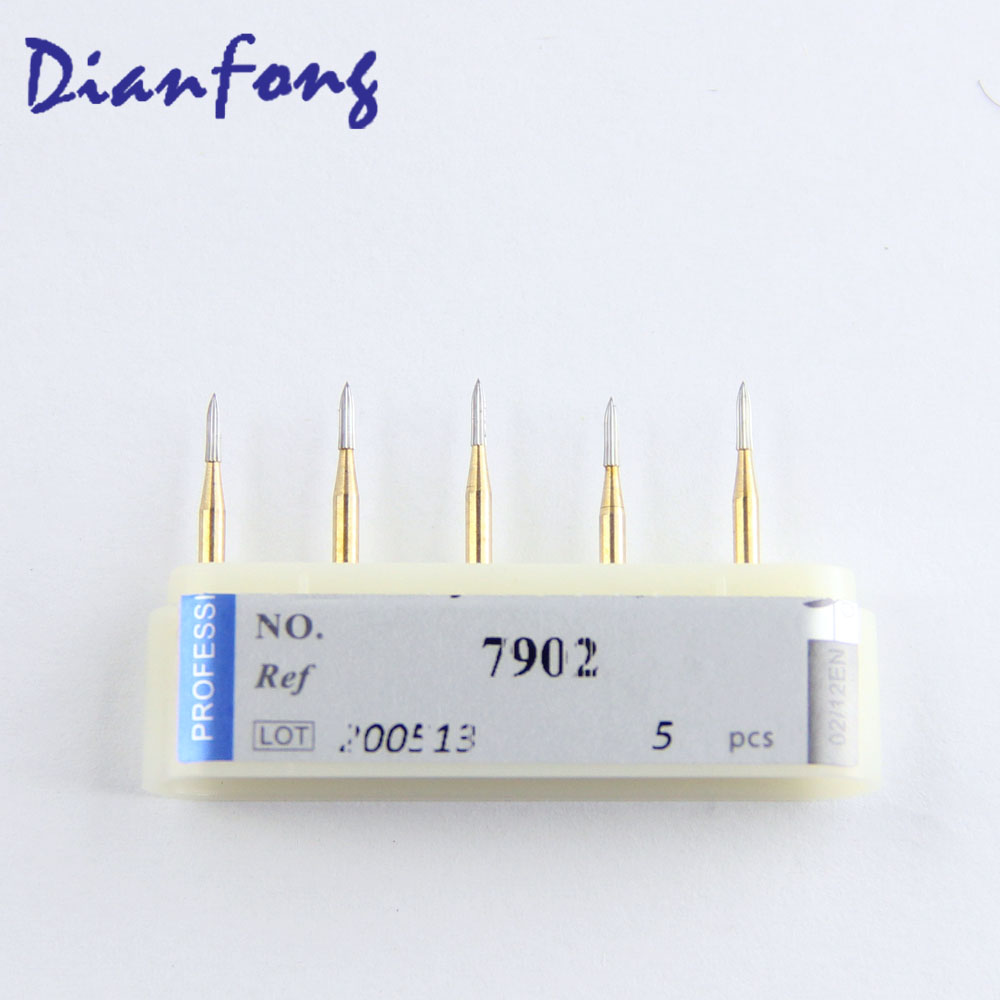 7902 Flame/Egg 10 head FG Trimming and Finishing Gold Tungsten Carbide Bur 12 Blade