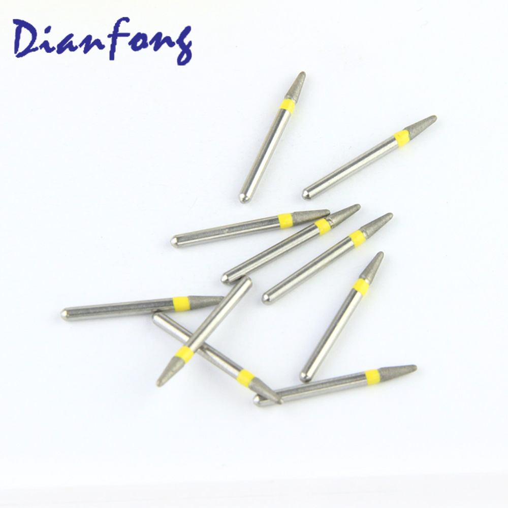 196-016EF/CR-12EF FG Standard Round End Cone/Taper head 1.6mm Yellow Extra Fine Diamond Bur FG