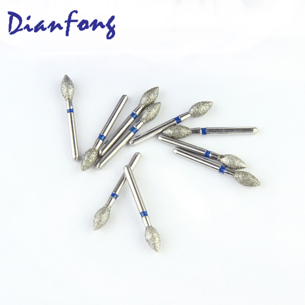 257-028M/FO-25 FG Standard Flame head 2.8mm Blue Medium Diamond Bur FG