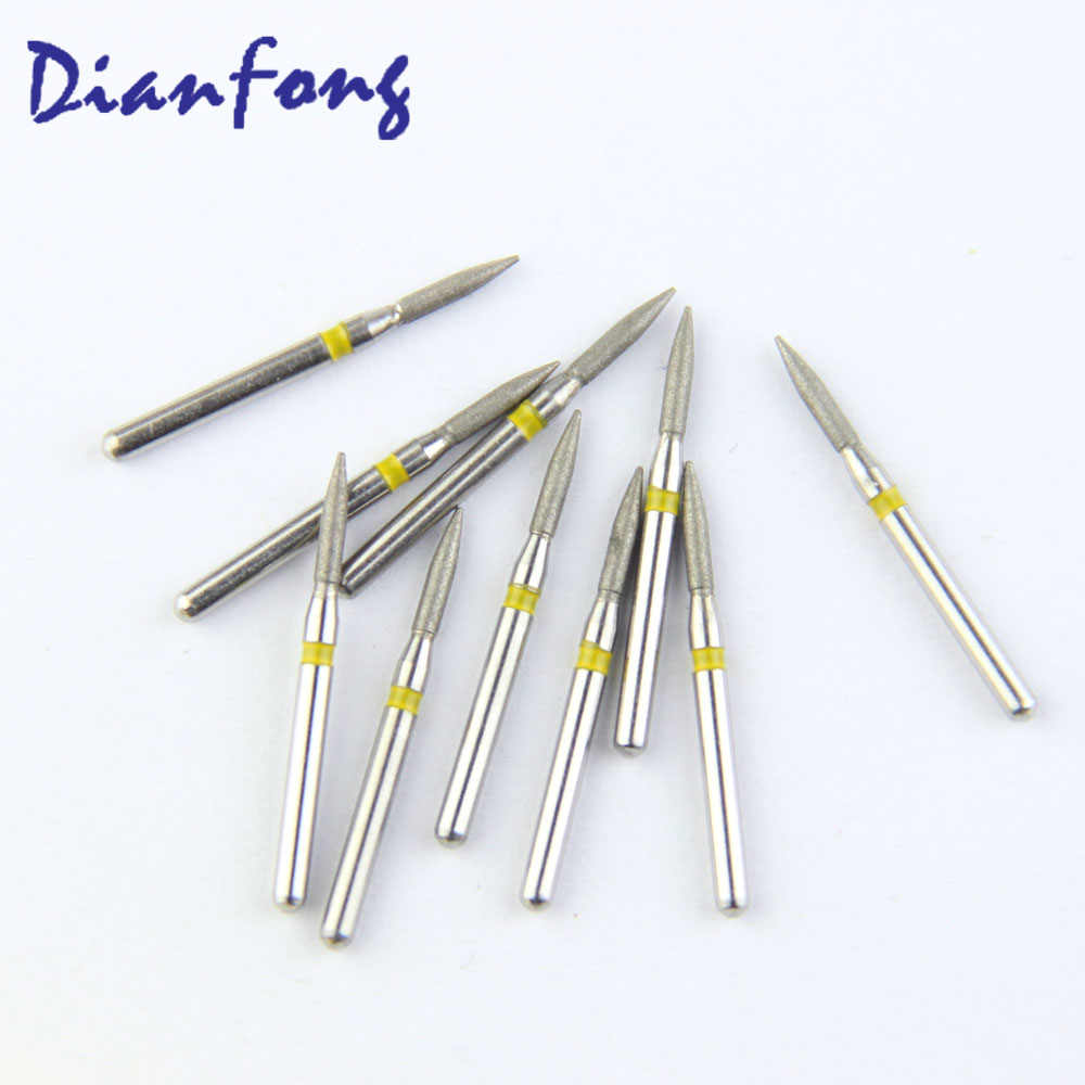248-012EF/FO-41EF FG Standard Flame head 1.2mm Yellow Extra Fine Diamond Bur FG