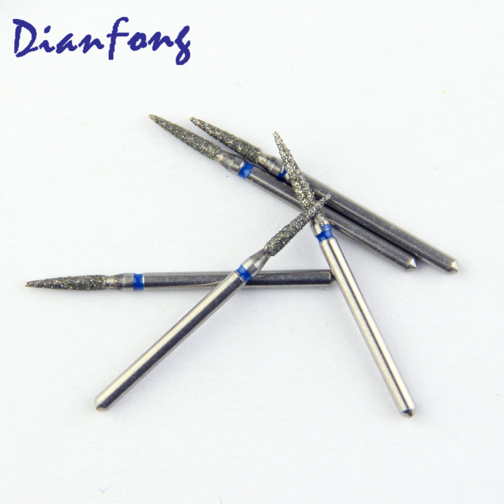 249-X014M/FO-X21 FG Long Flame head 1.4mm Blue Medium Diamond Bur FG Long
