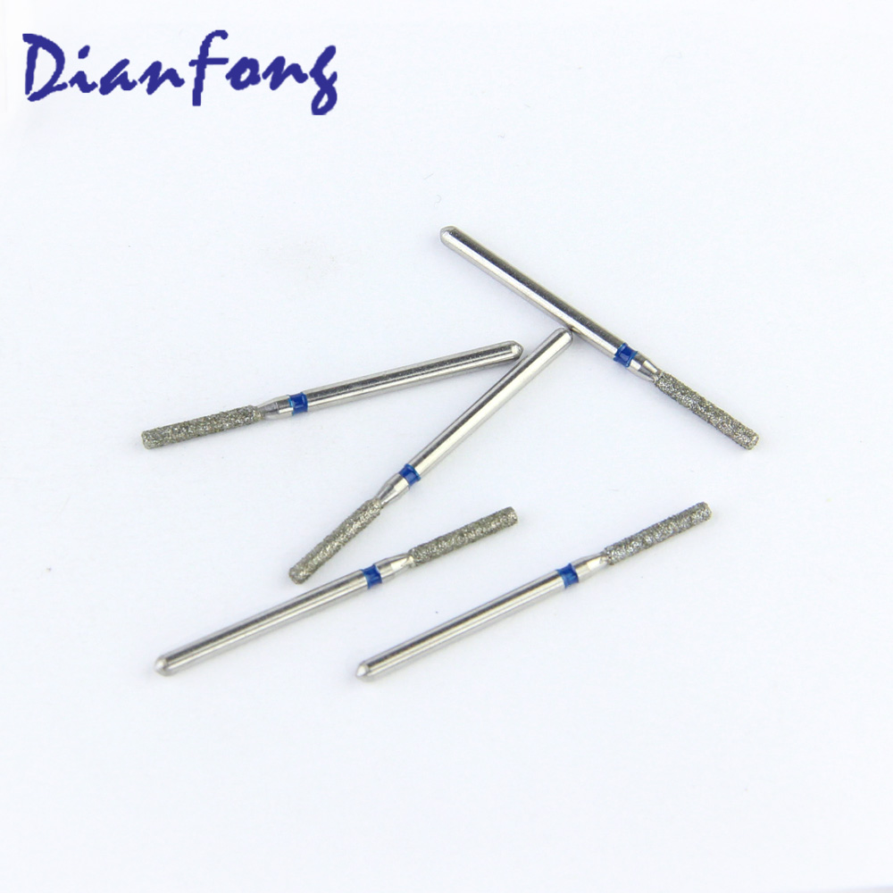 111-X014M/SF-X12 FG Long Flat End Cylinder head 1.4mm Blue Medium Diamond Bur FG Long