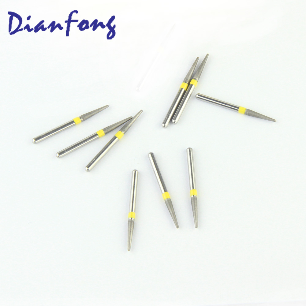 197-016EF/TR-21EF FG Standard Round End Cone/Taper head 1.6mm Yellow Extra Fine Diamond Bur FG