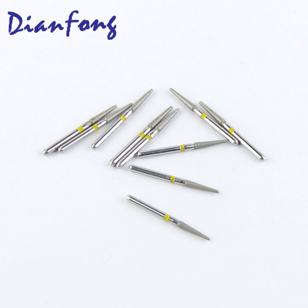 198-016EF/TR-24EF FG Standard Round End Cone/Taper head 1.6mm Yellow Extra Fine Diamond Bur FG