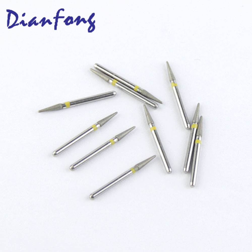 197-018EF/TR-62EF FG Standard Round End Cone/Taper head 1.8mm Yellow Extra Fine Diamond Bur FG